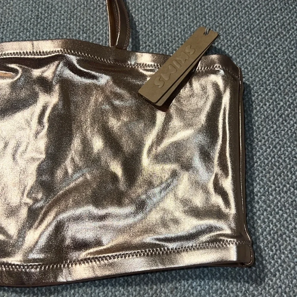 Skims 3x metallic bandeau swim top NWT